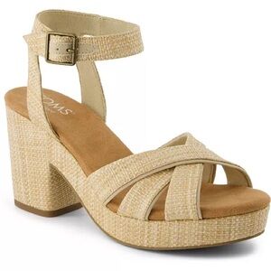 Tom’s Women's Majorca Open Toe Strappy Tan Sandals Block Heel Size 9.5 New